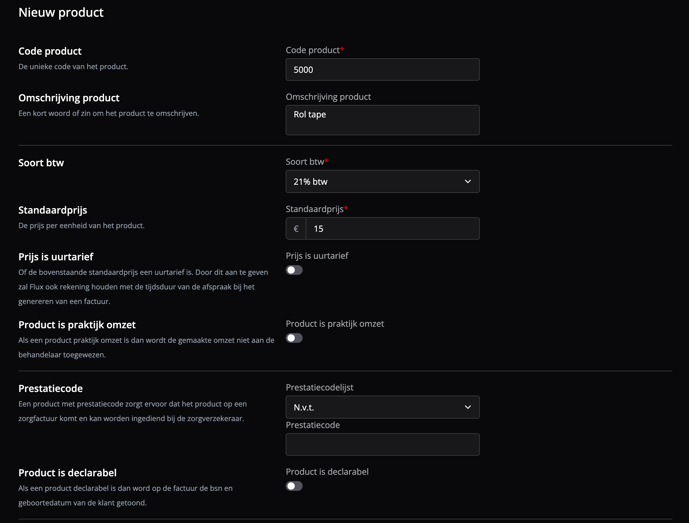 Een nieuw product aanmaken is gemakkelijk en simpel met veel uitleg