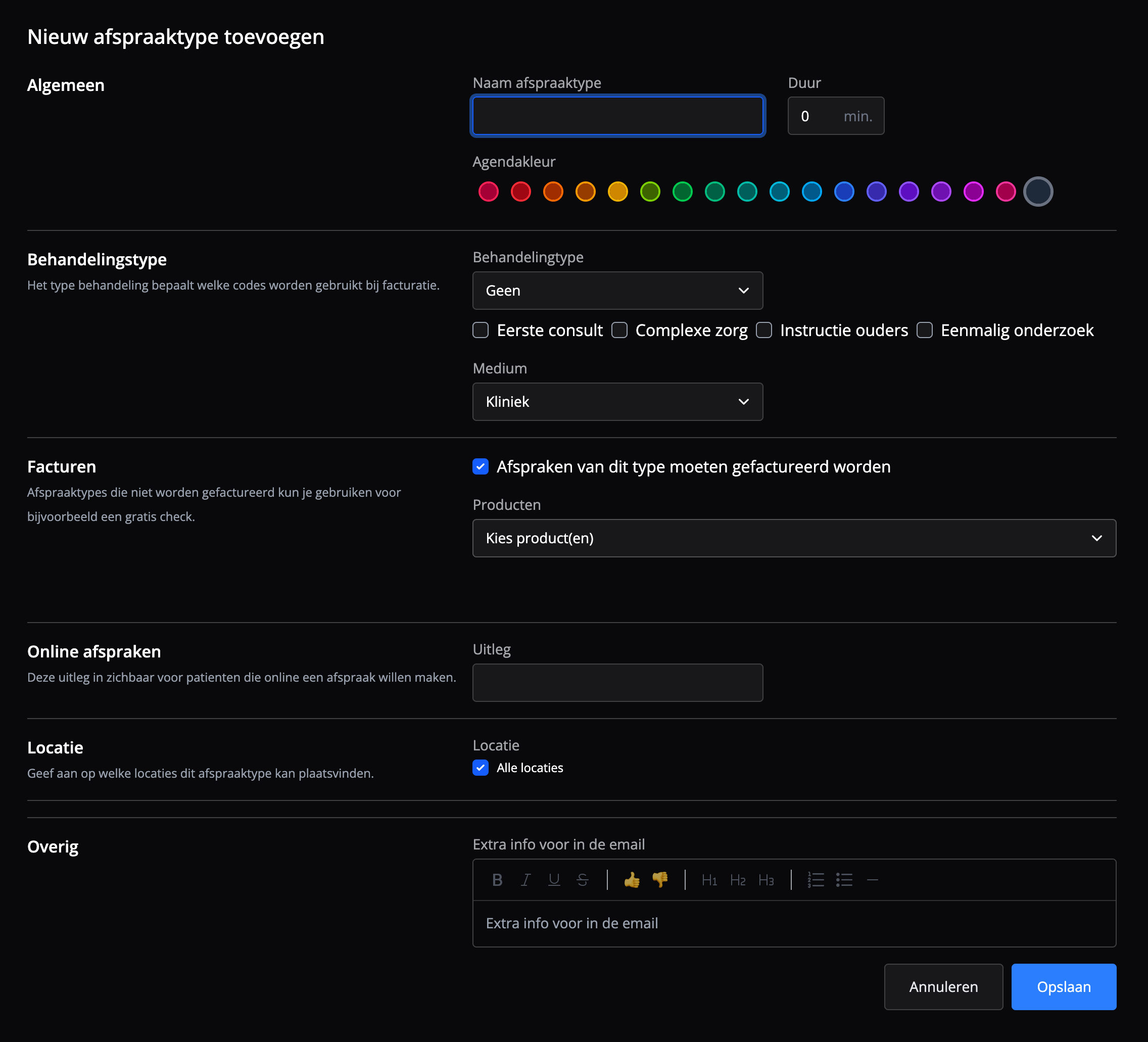 Afspraaktype aanmaken en aanpassen in Flux