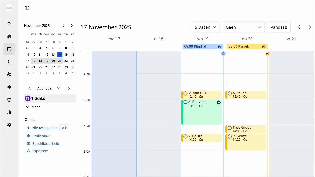 Direct afspraken in de agenda verplaatsen via drag & drop in Flux.