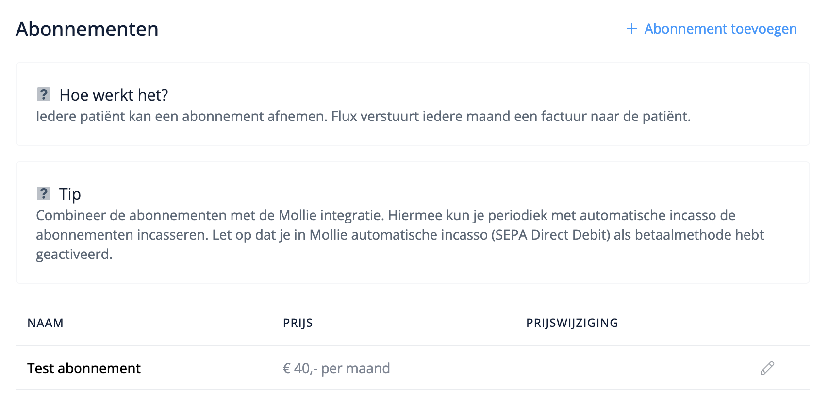 Aanpassen van een abonnement in Flux