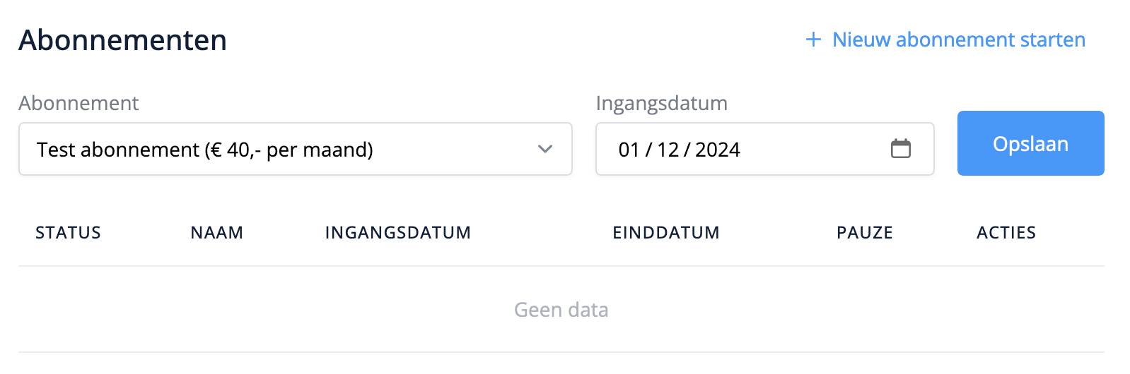 Een abonnement starten in Flux