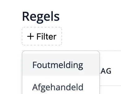 Filter makkelijk op foutmelding binnen de declaratie