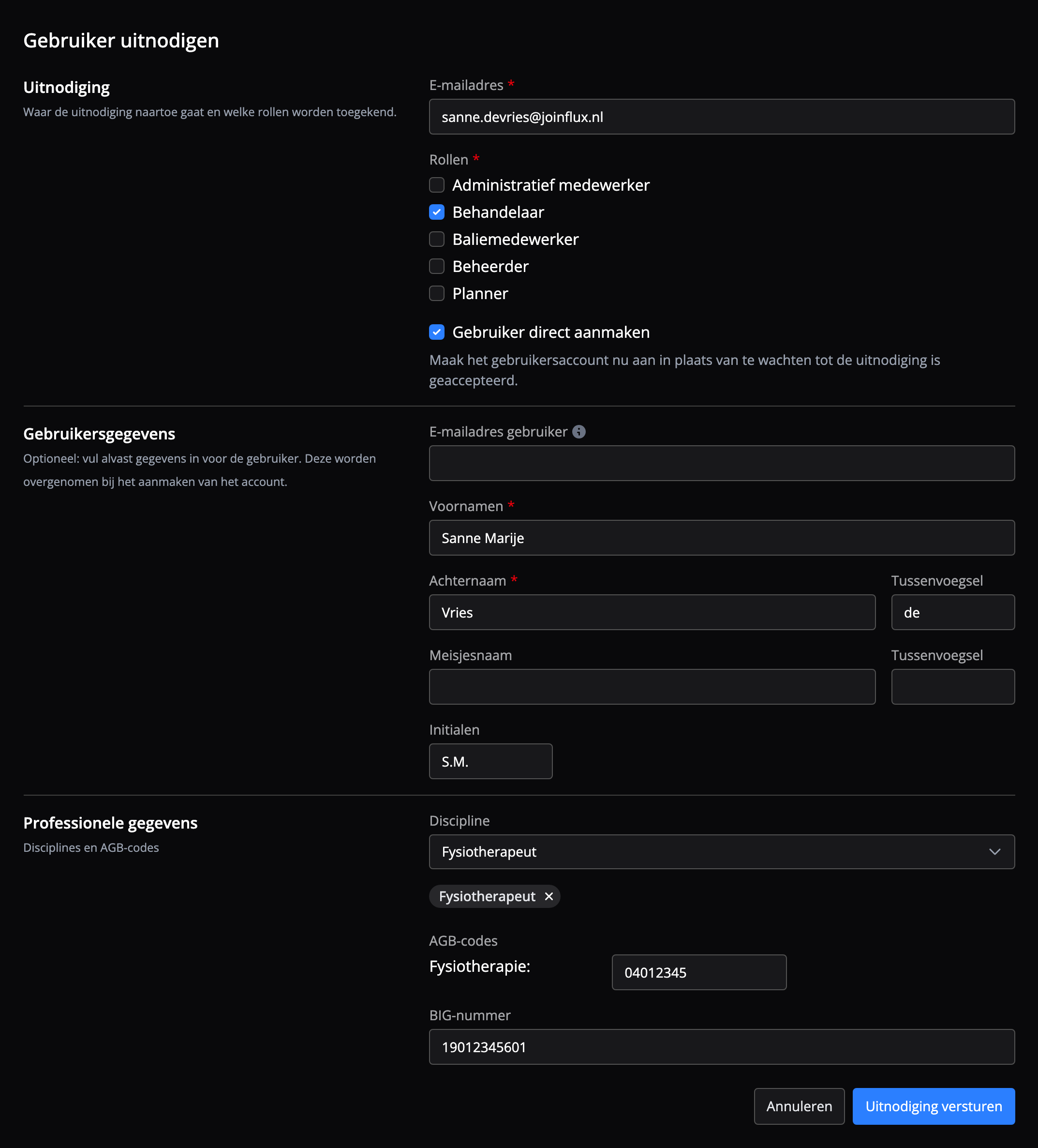 Een behandelaar uitnodigen in Flux