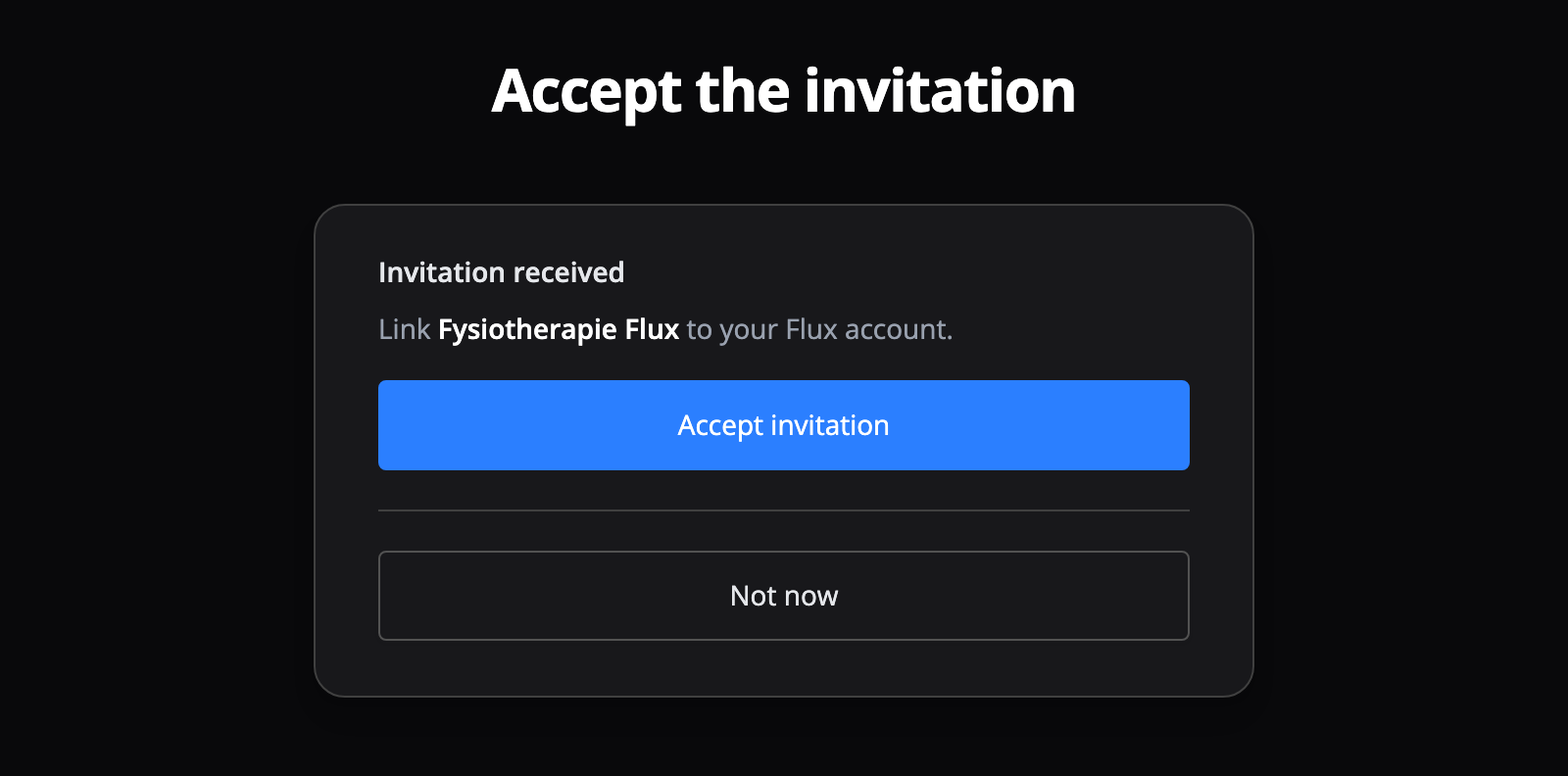 Accepting the invitation with an existing Flux account