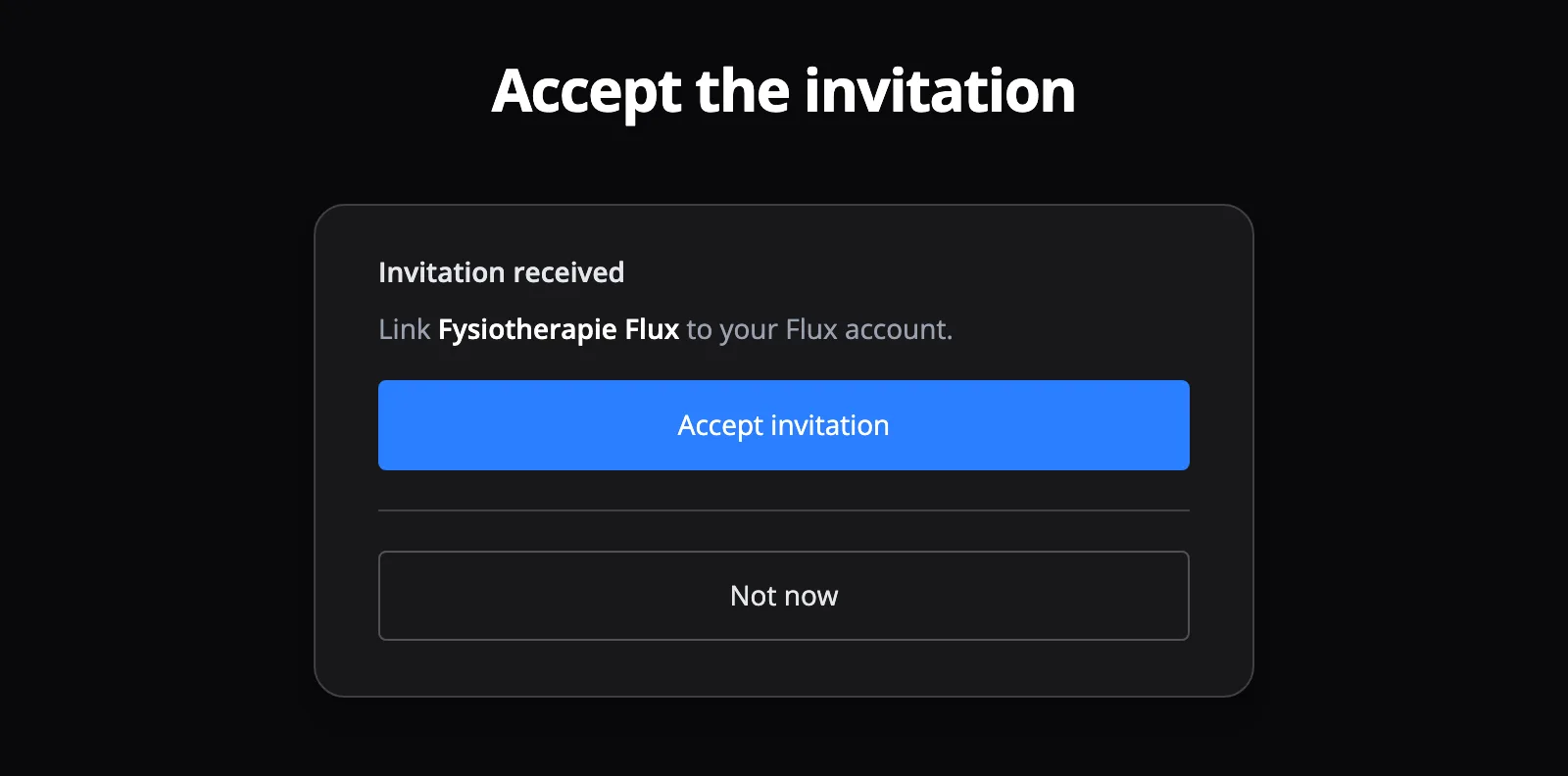 Accepting the invitation with an existing Flux account
