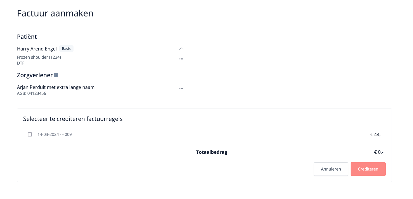 Crediteren van factuurregels in Flux