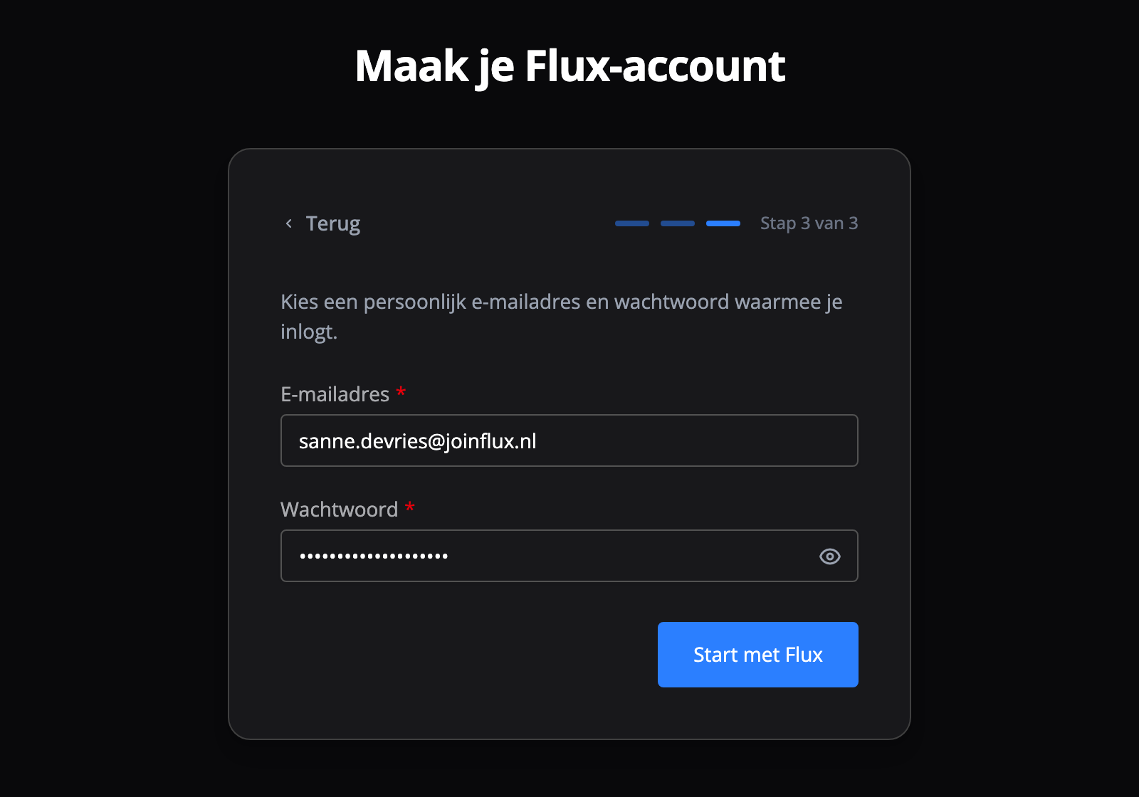Stap 3: e-mailadres en wachtwoord kiezen