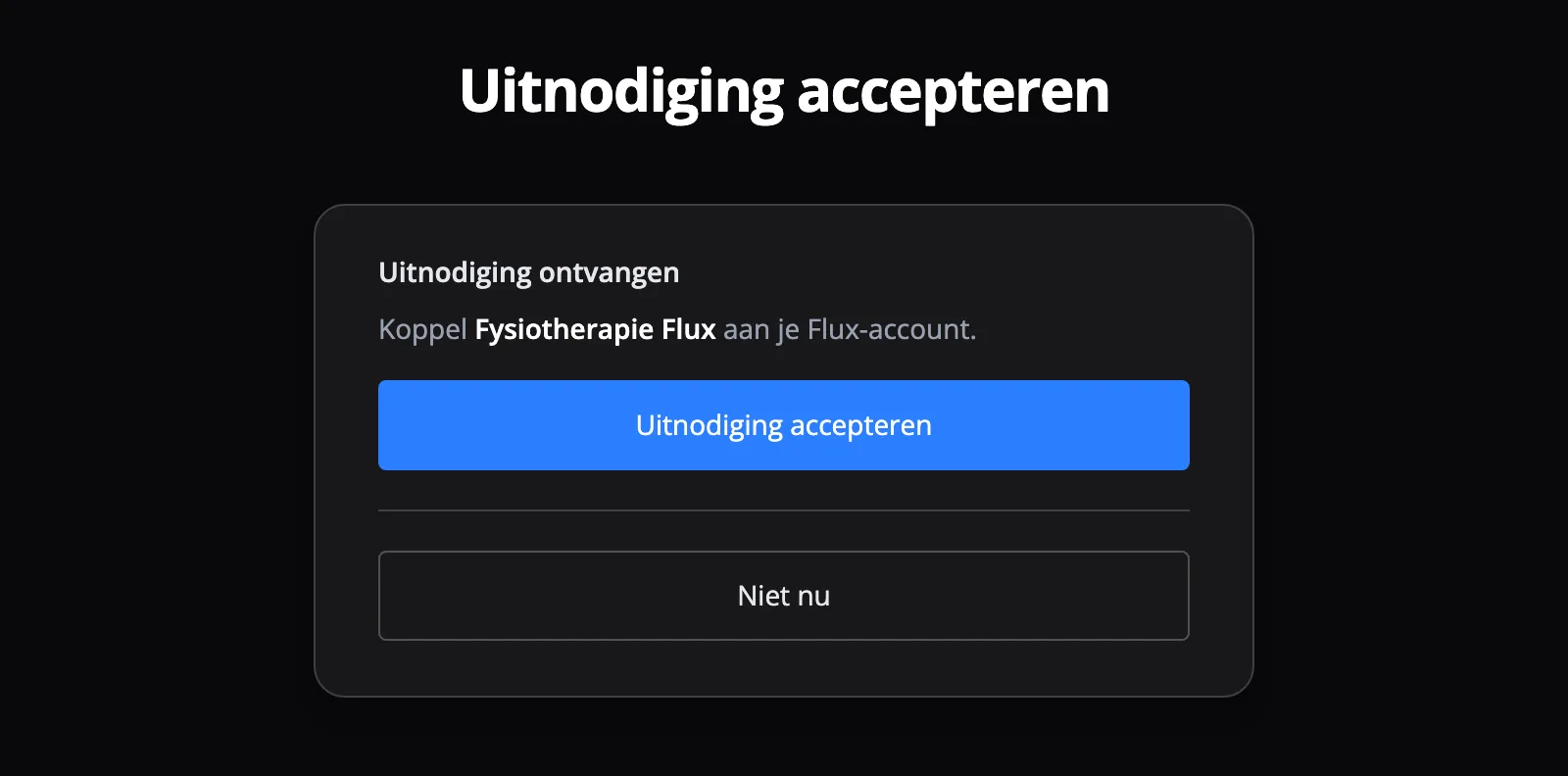 De uitnodiging accepteren met een bestaand Flux account