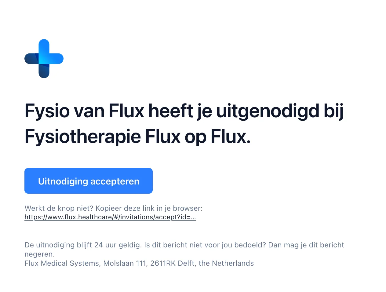 The Flux invitation email