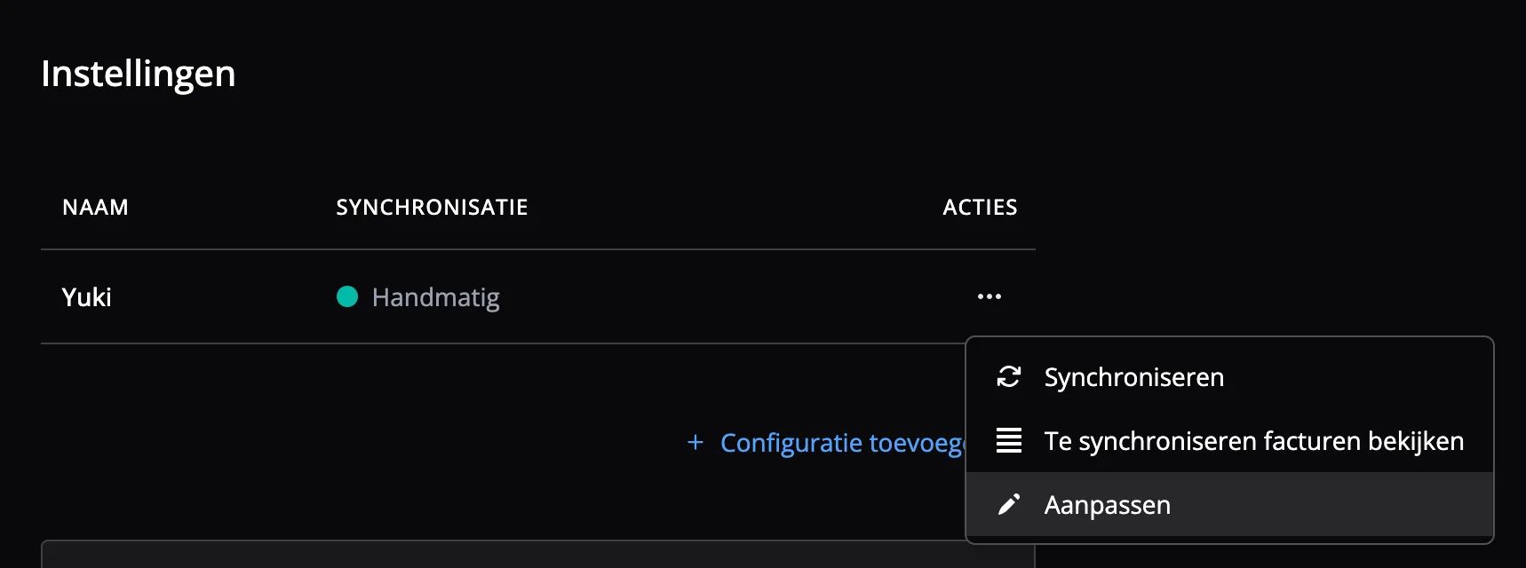 Adjusting the Yuki integration settings