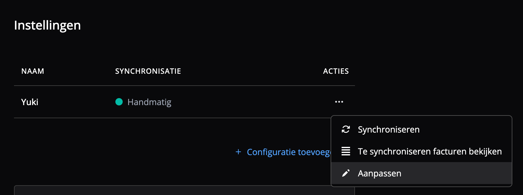 Adjusting the Yuki integration settings